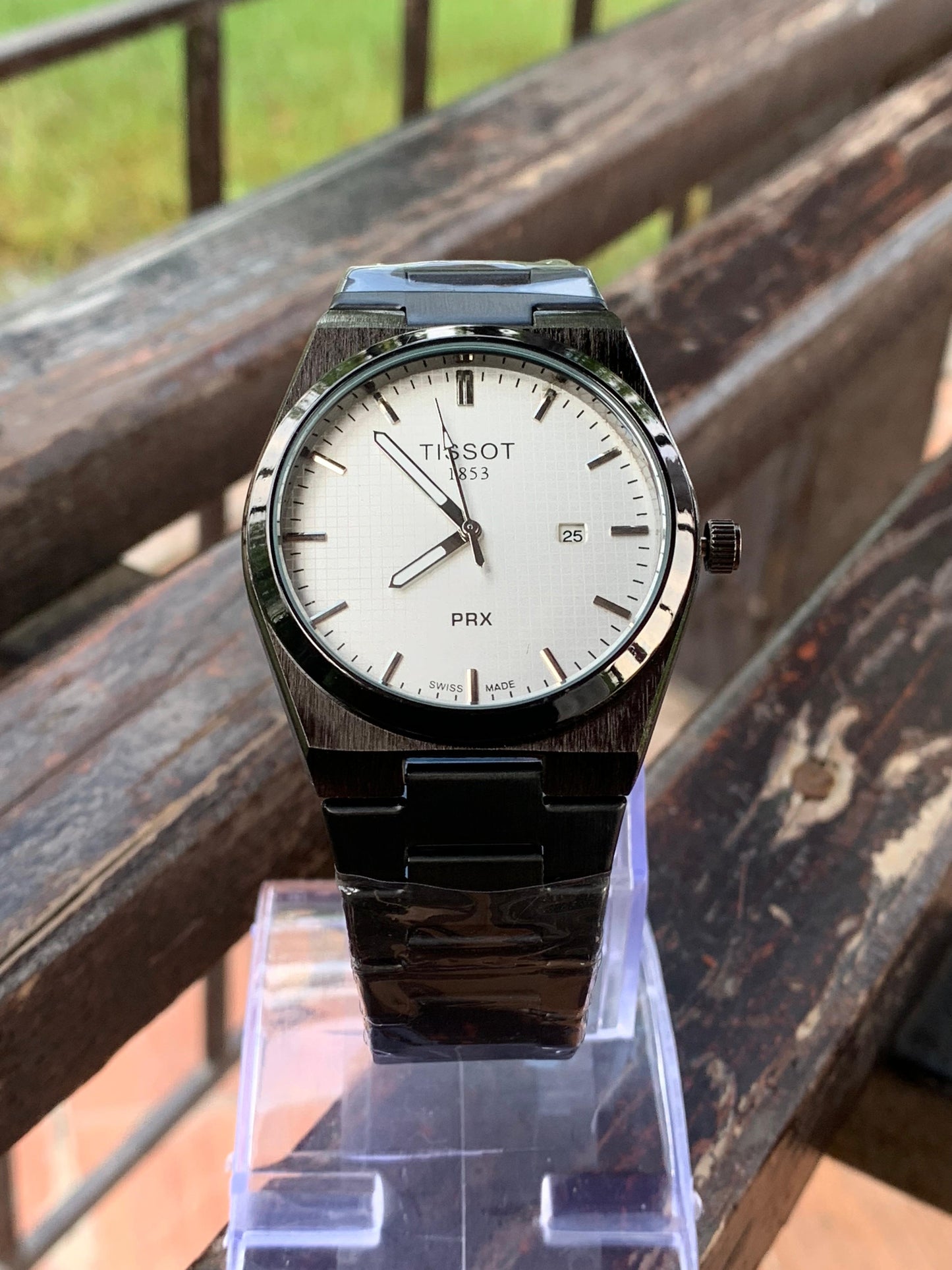 Contrasting Class: Tissot with Black Chain & Silver Display