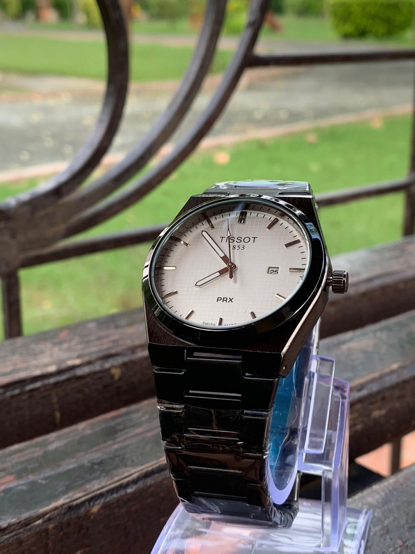 Contrasting Class: Tissot with Black Chain & Silver Display