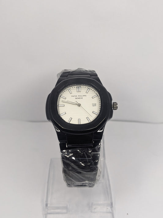 Luxury Patek Philippe Nautilus Style Men's Watch – Black & Silver Dial