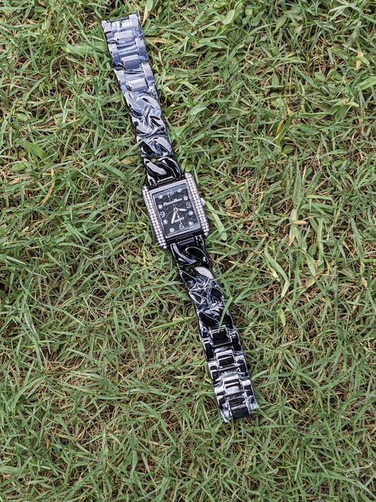 Elegant Black Chain Women's Watch with Crystal Accents