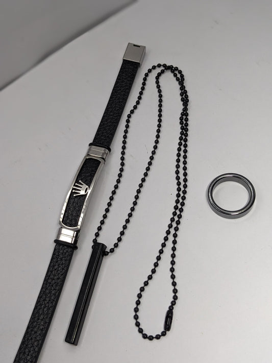 Black Chrome – Textured Leather Set