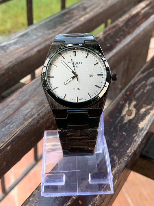 Contrasting Class: Tissot with Black Chain & Silver Display