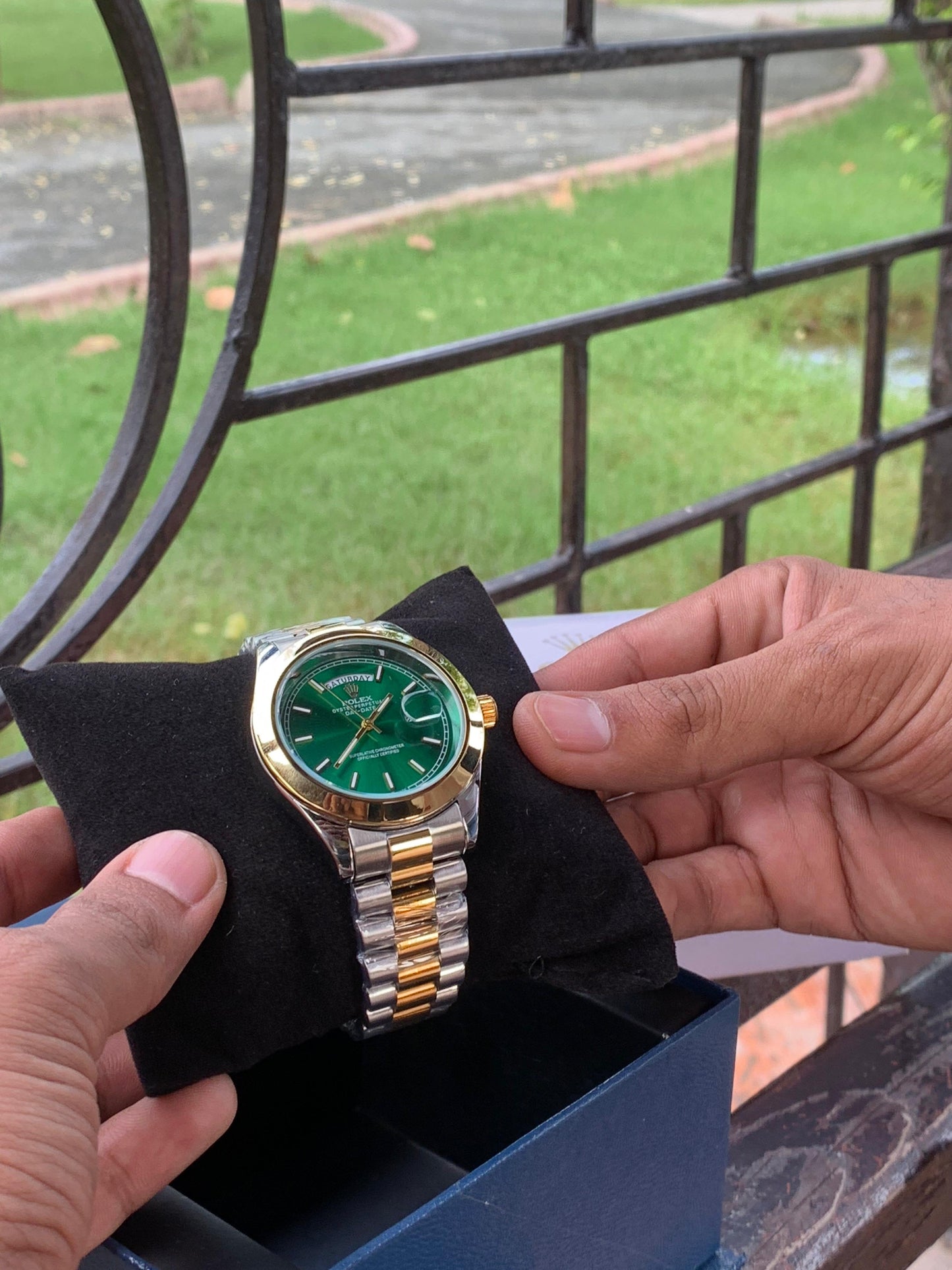 Refined Brilliance: Rolex with Silver Chain & Classic Dial