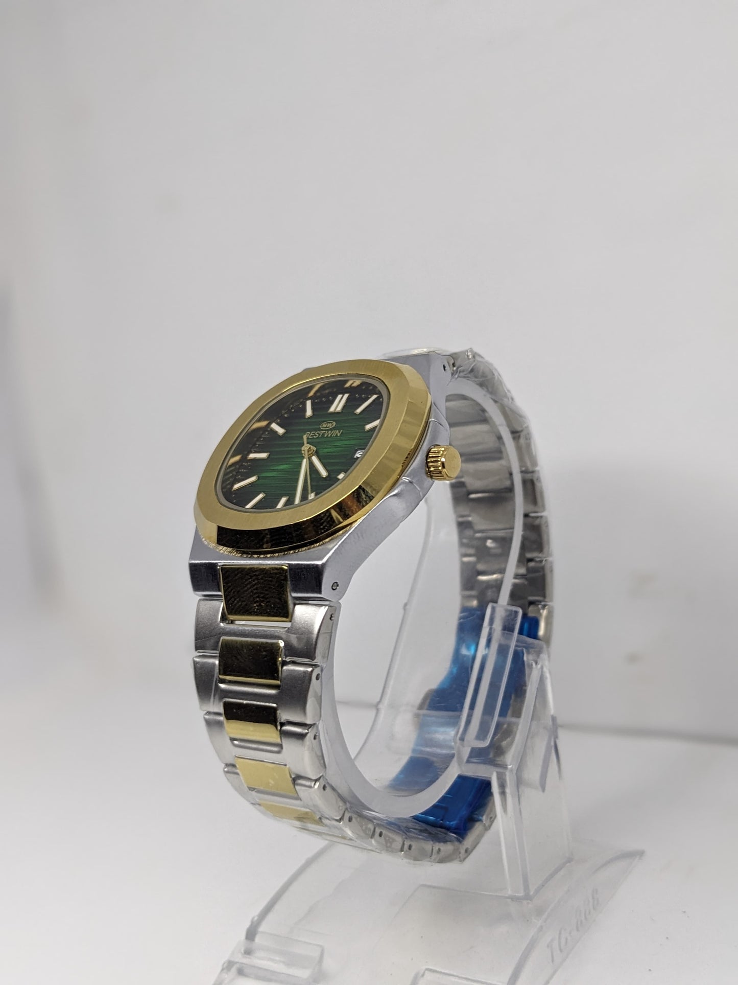 Bestwin Green Dial Stainless Steel Watch with Gold Accents